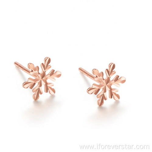 Snowflake Shaped 18K Solid Gold Earring Jewelry